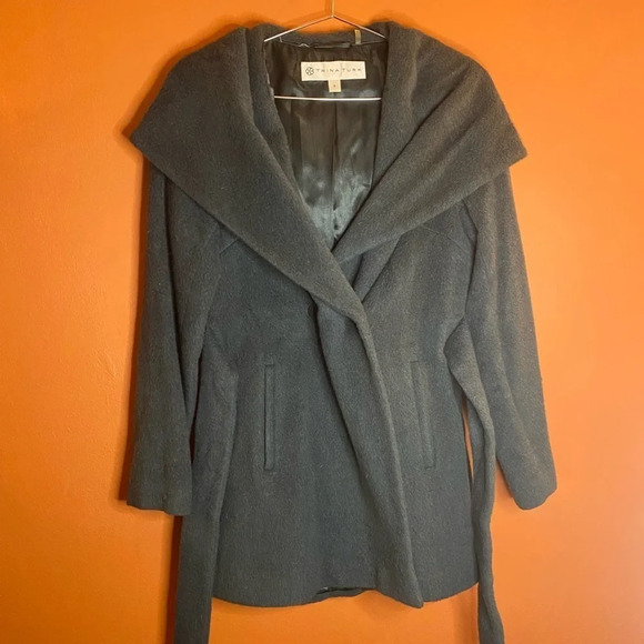 Trina Turk Emma Wool Blend Tie Belt Coat - Picture 2 of 7